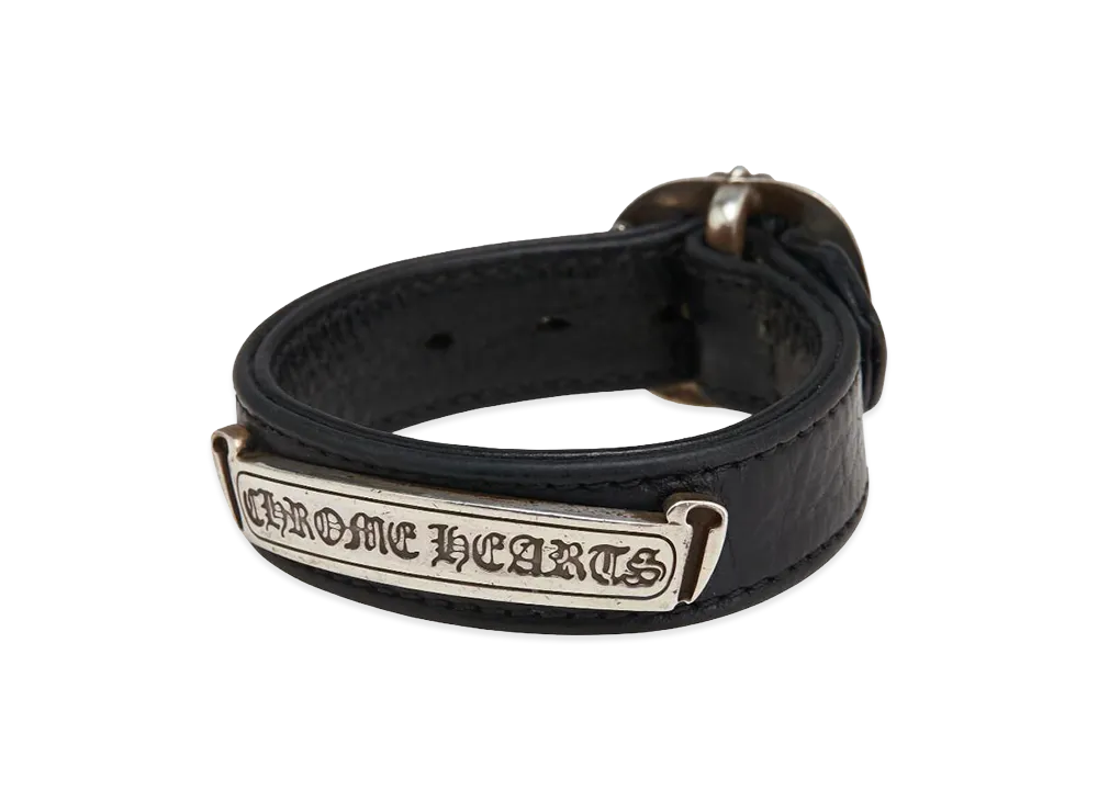 Chrome Hearts Women's Scroll Label Gunslinger Leather Bracelet "Black/Silver"