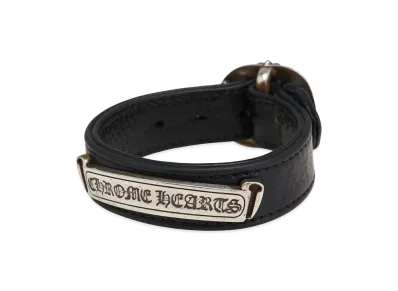 Chrome Hearts Women's Scroll Label Gunslinger Leather Bracelet "Black/Silver"