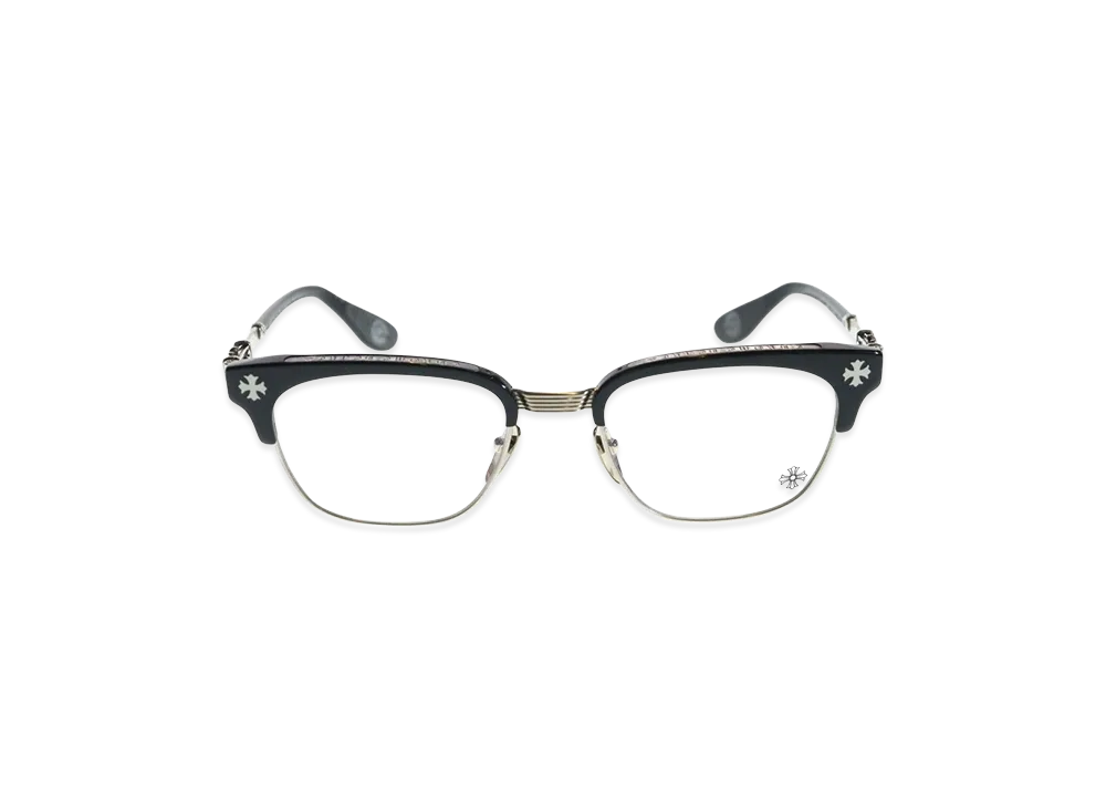 Chrome Hearts BONENNOISSEUR II CH Cross Half Rim Sunglasses "Black/Silver"