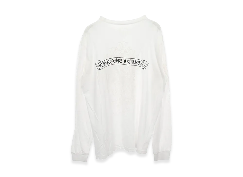 クロムハーツ ウィメンズ セメタリークロス プリント ロングスリーブ Tシャツ "ホワイト"