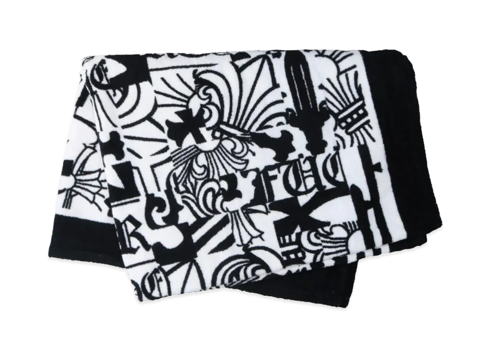 Chrome Hearts CH Logo All Over Print Cotton Beach Towel "Black"