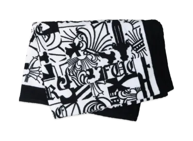 Chrome Hearts CH Logo All Over Print Cotton Beach Towel "Black"