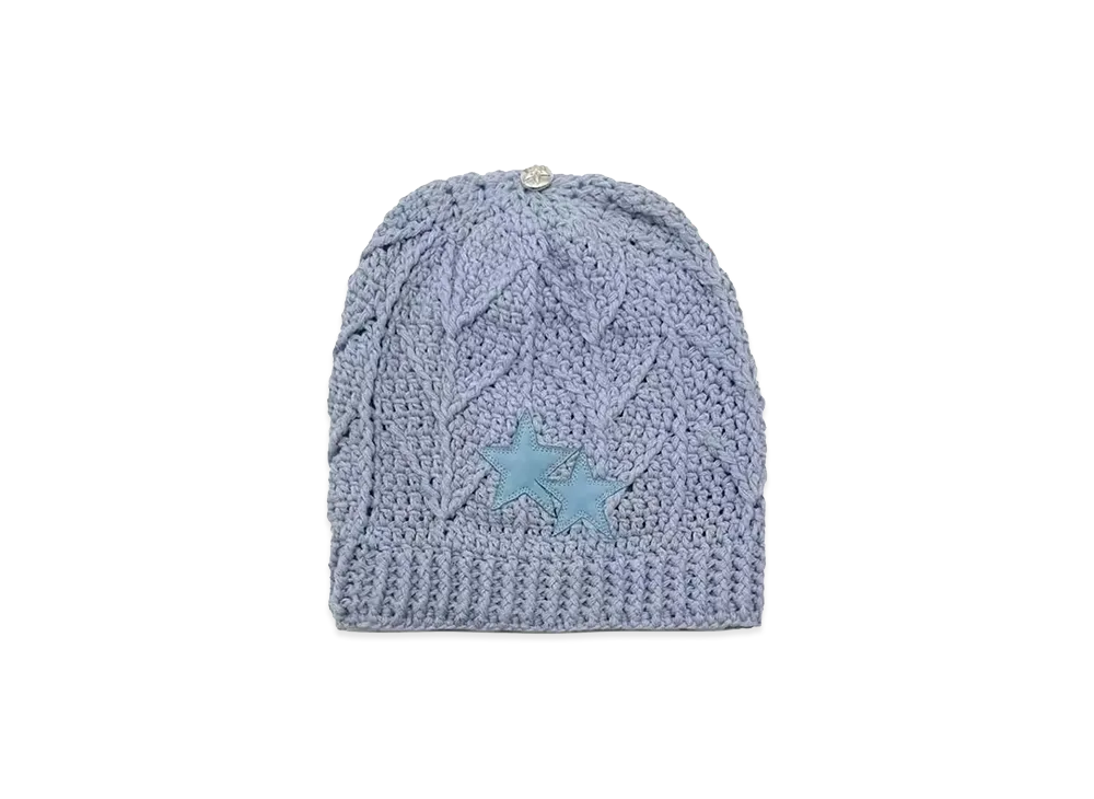 Chrome Hearts Leather Star Patch Knit Beanie "Light Blue"