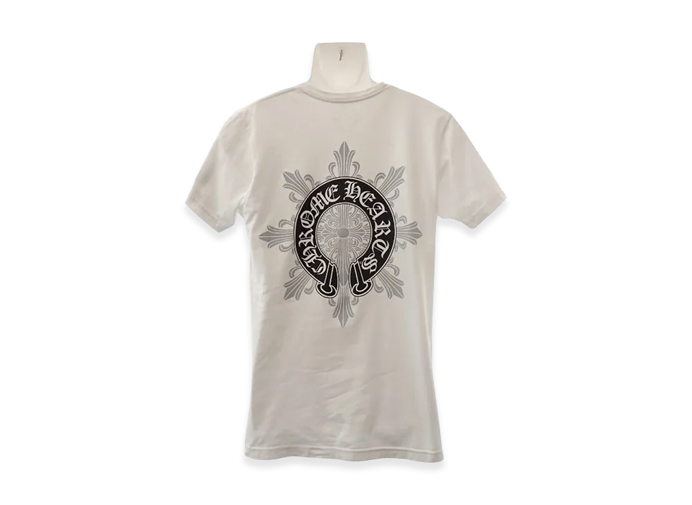 クロムハーツ ホースシュー フローラルクロス バックプリント ショートスリーブ Tシャツ "ホワイト"