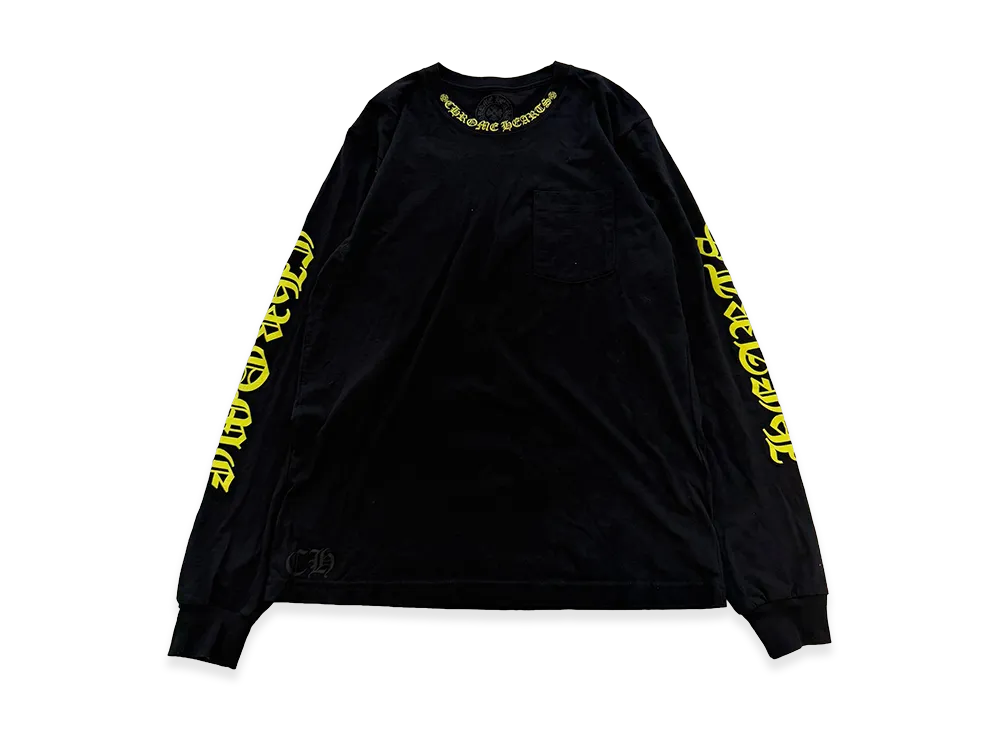 Chrome Hearts Old English Neck Logo L/S T-Shirt "Black/Yellow"
