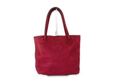 Chrome Hearts FS Tote Suede Leather Cross Patch Tote Bag "Red"