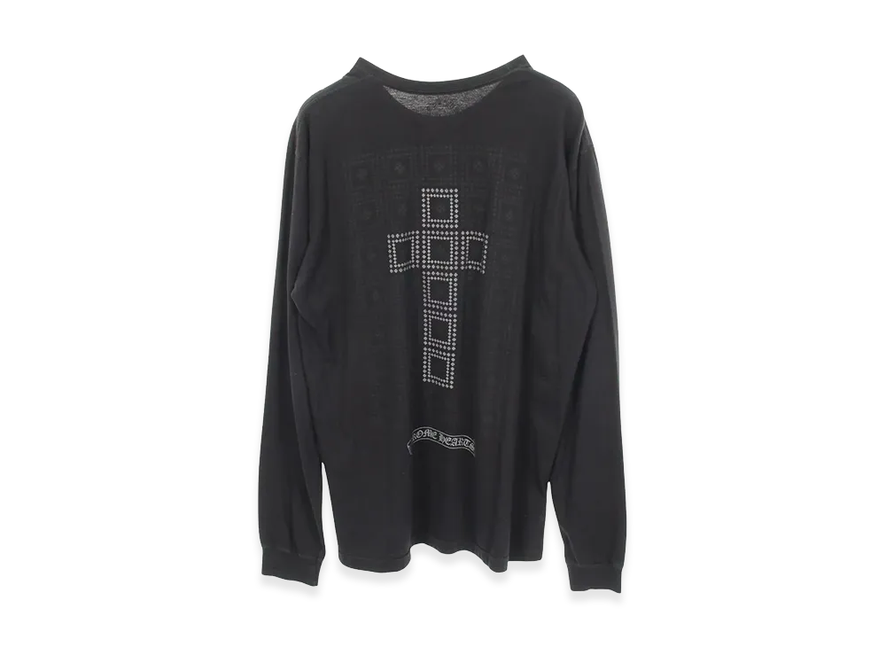 クロムハーツ CHプラス ブロッククロス バックプリント ロングスリーブ Tシャツ "ブラック"