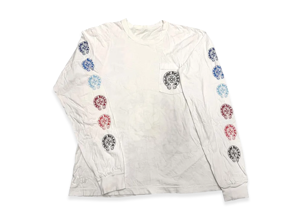 クロムハーツ マルチカラーホースシュー ロングスリーブ Tシャツ "ホワイト/マルチ"