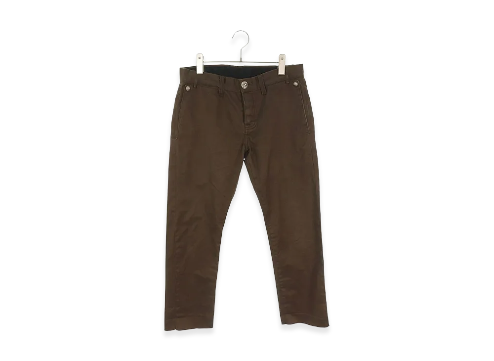 クロムハーツ クロスボールボタン コットン チノロングパンツ "ブラウン"