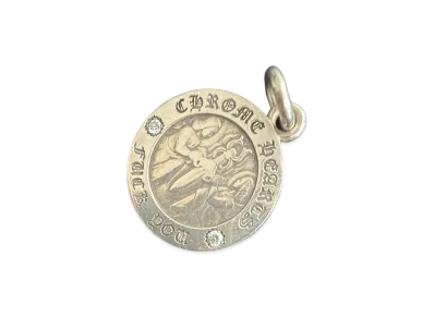 Chrome Hearts Angel Medal SV925 Pave Diamond Pendant Top "Silver"