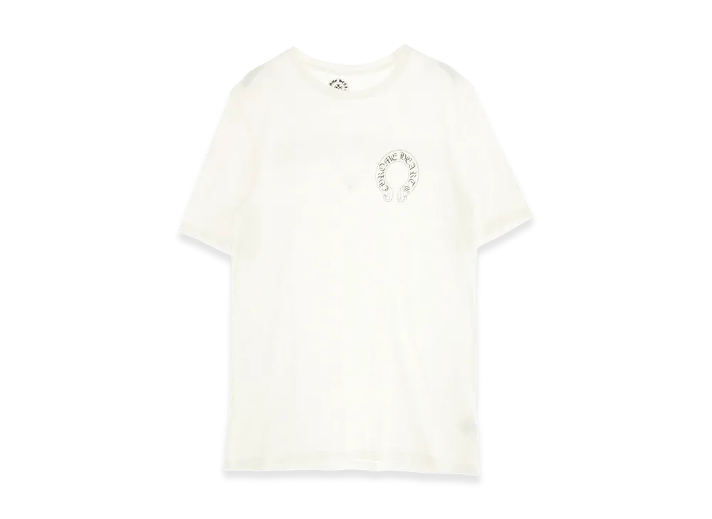 クロムハーツ ホースシュー バック スクロールラベル プリント ショートスリーブ Tシャツ "ホワイト"