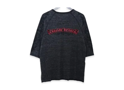 Chrome Hearts Old Scroll Label Floral Cross Print Henley Neck 3/4 Sleeve T-Shirt "Grey"