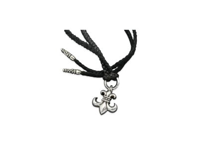 Chrome Hearts BS Fleur Pendant Silver 925 Leather Blade Necklace "Silver/Black"