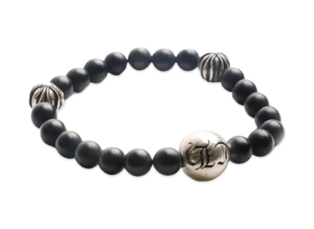 Chrome Hearts Women's CH Ball CH Plus Black Bead Bracelet Silver 925 "Black/Silver"