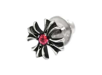 Chrome Hearts CH Plus Stud Earring with Ruby Silver 925 "Silver"