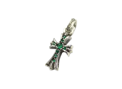 Chrome Hearts CH Cross Baby Fat Charm with Emerald Silver 925 "Silver/Green"
