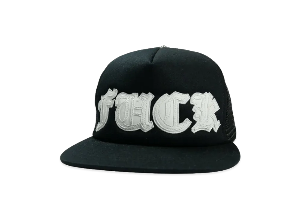 Chrome Hearts Fuck Leather Patch Trucker Cap "Black/White"