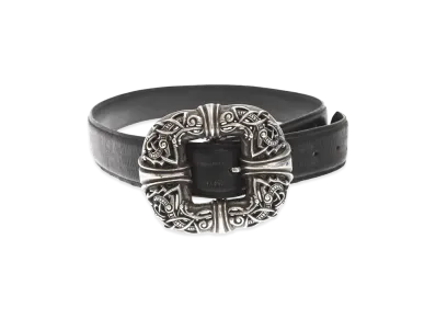Chrome Hearts Celtic Center Bar Leather Belt Silver 925 "Silver/Black"