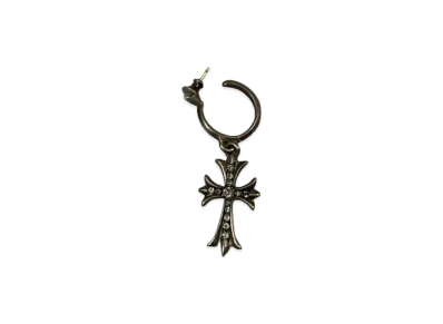 Chrome Hearts Tiny CH Cross Hoop Diamond Earrings "Silver"