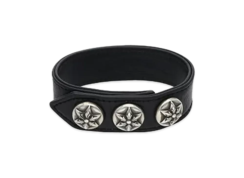 Chrome Hearts Star 3 Button 2 Snap Leather Bracelet 