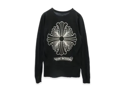 Chrome Hearts Back Scroll CH Plus Cross Print L/S T-Shirt "Black"