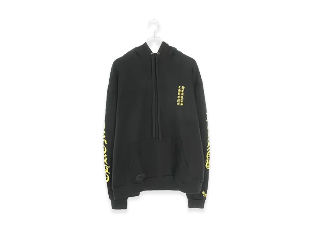 Chrome Hearts Vertical Logo Glitter Hoodie "Black/Gold"