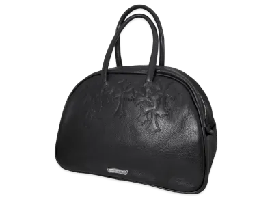 Chrome Hearts Gym Bag Medium Cemetery Cross Patch Leather Boston Bag "Black"