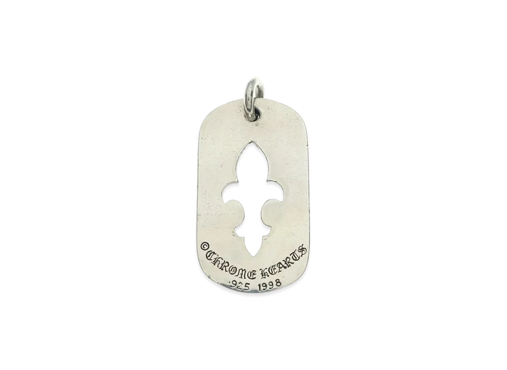 Chrome Hearts Large Cutout Flare Dog Tag Necklace Top "Silver"