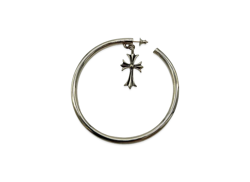 Chrome Hearts Tiny CH Cross Hoop Earring "Silver"
