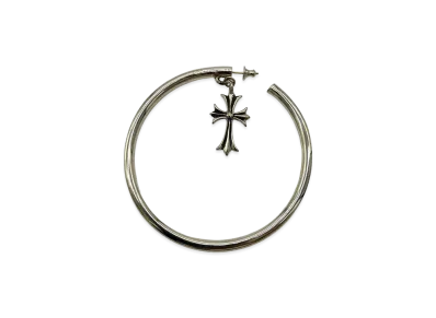 Chrome Hearts Tiny CH Cross Hoop Earring "Silver"