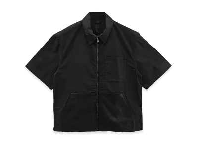 Chrome Hearts Leather Patchwork Nylon Zip Shirt Jacket "Black"