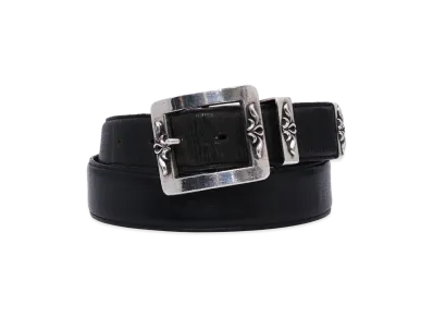 Chrome Hearts 3 Piece Classic OTJ 1.5 Leather Belt "Black/Silver"