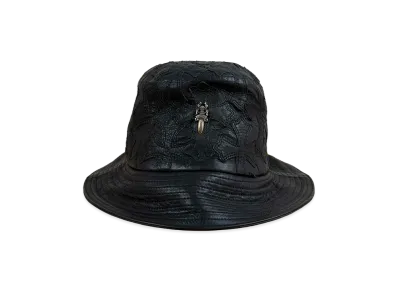 Chrome Hearts Cemetery Cross Leather Patch Bucket Hat "Black"
