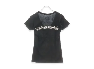 Chrome Hearts Cemetery Cross Scroll Label Back Print V-Neck T-Shirt "Black"