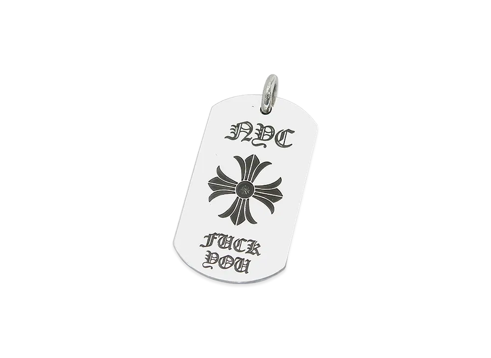 Chrome Hearts Paris Limited Fuck You Large Dog Tag "Silver"