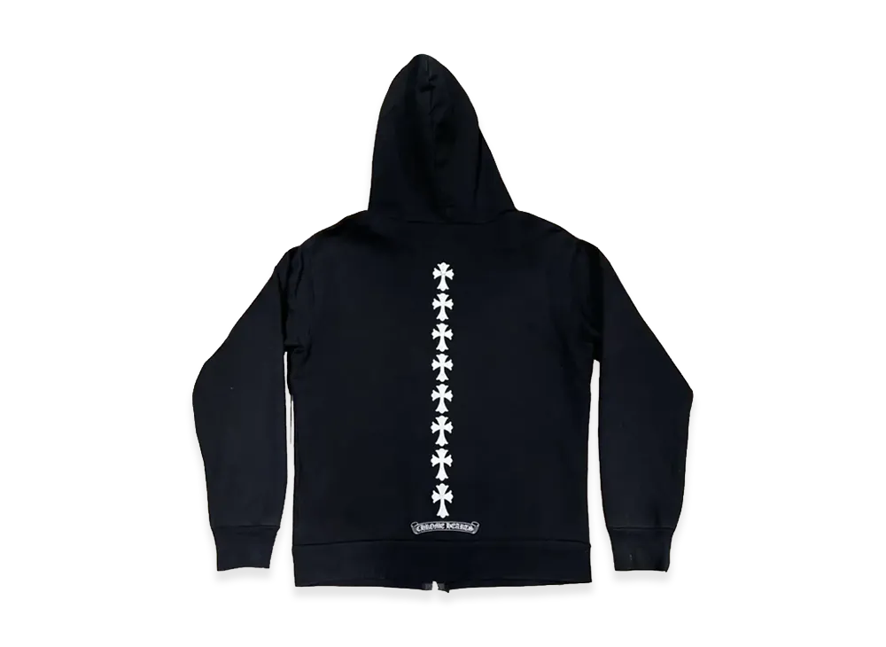 Chrome Hearts Triple Cross Logo Zip Up Hoodie "Black"