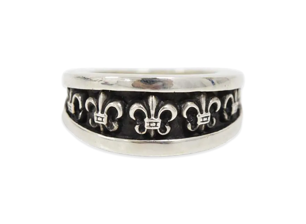 Chrome Hearts Fleur V Band CH Cross Ring "Silver"