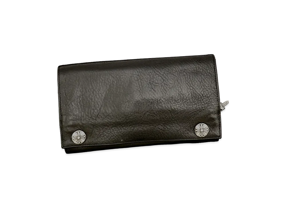 Chrome Hearts Greasy Cross Button Long Wallet "Black"