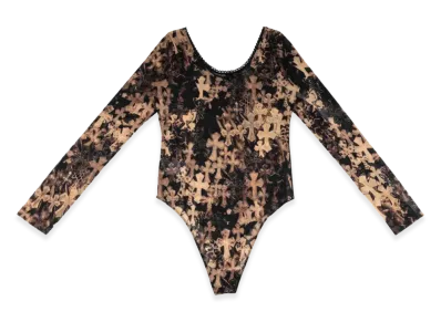 Chrome Hearts Cross Print Sheer Mesh Bodysuit "Black/Brown"