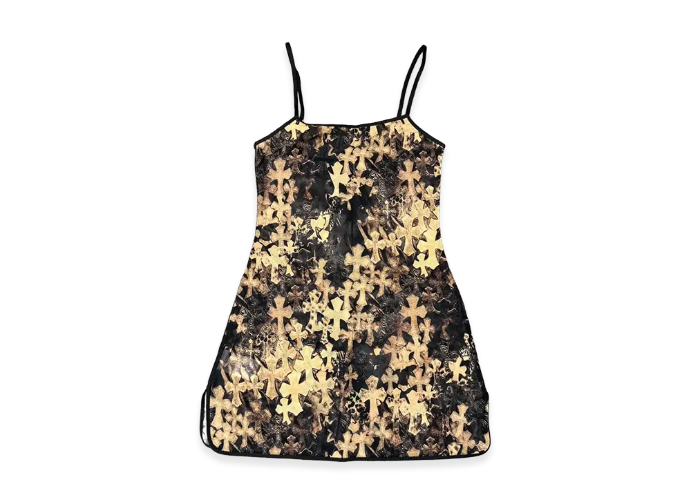 Chrome Hearts Waterfall Cemetery Cross Print Allover Dress "Black/Brown"