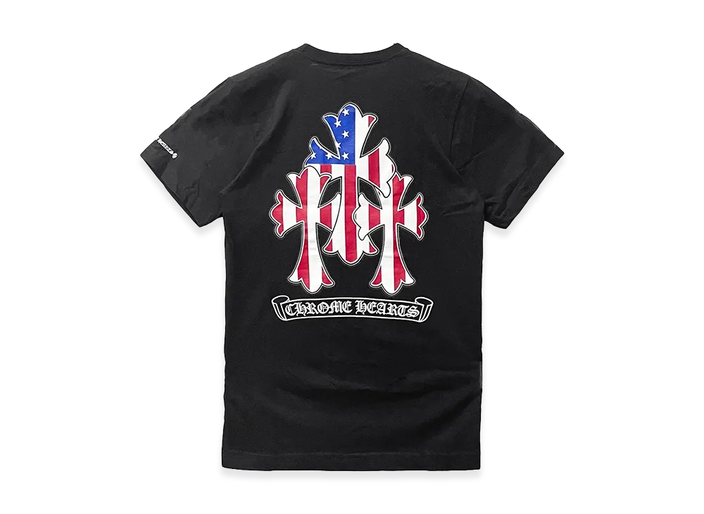 Chrome Hearts USA Flag Triple Cross Logo S/S T-Shirt "Black"