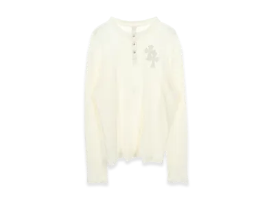Chrome Hearts Y Not Leather Cross Patch Waffle Cut and Sew "White"
