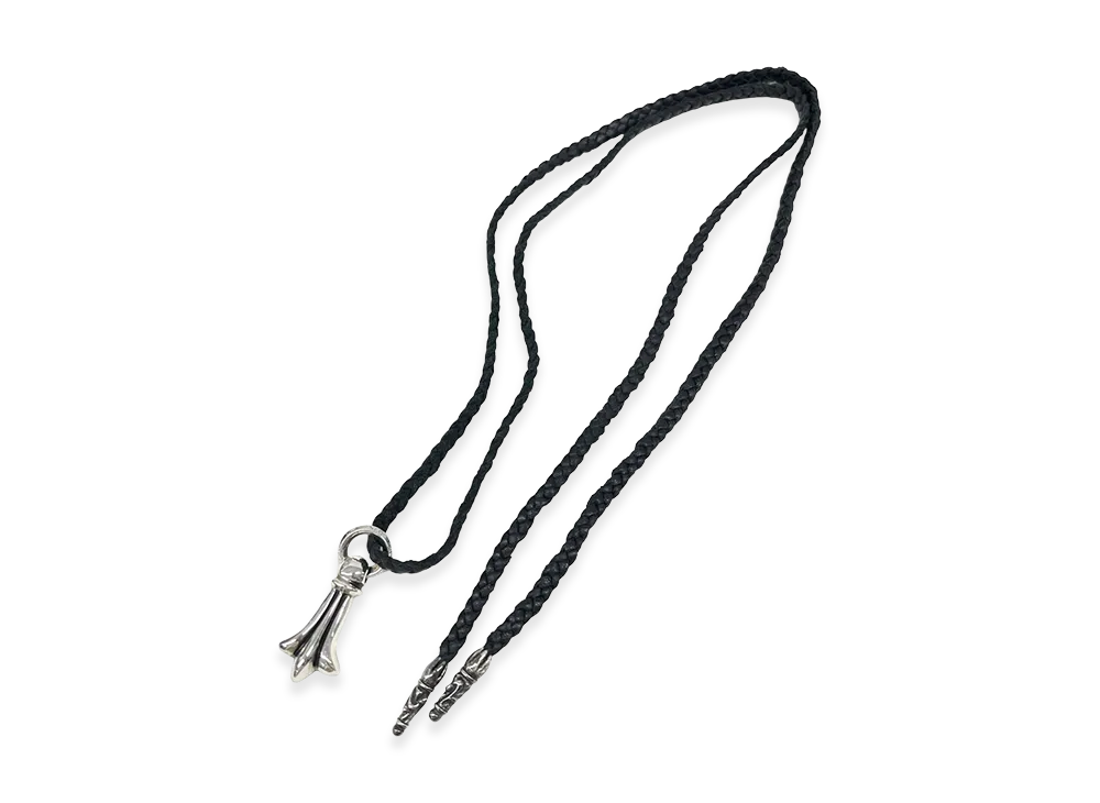 Chrome Hearts CROSSTAIL LEATHER BRAID Necklace "Silver"