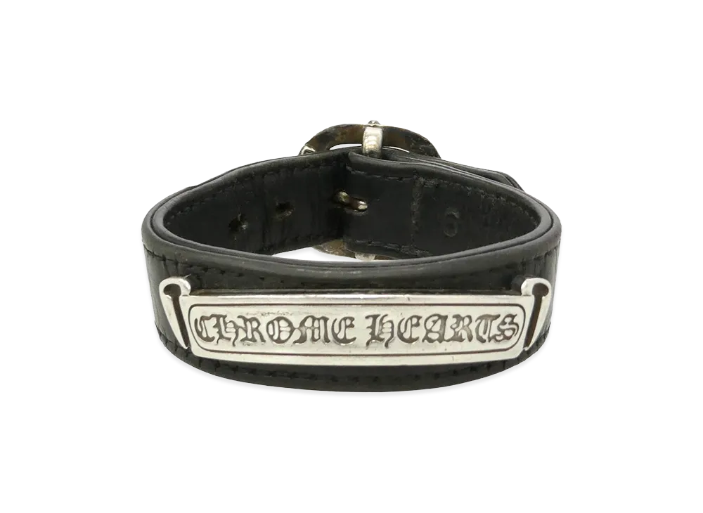 Chrome Hearts Gunslinger Scroll Label Leather Bracelet "Black"