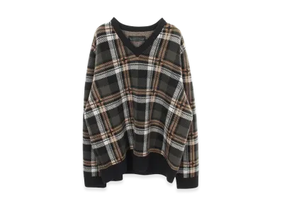 Chrome Hearts BIG CITY Check V-Neck Knit "Green/Black/Multicolor"
