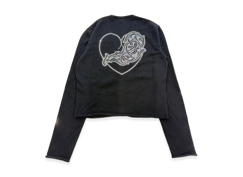 Chrome Hearts Rhinestone Viny Heart Cashmere Cardigan "Black"