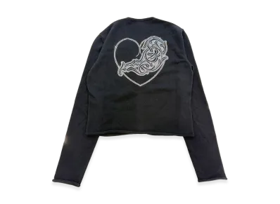Chrome Hearts Rhinestone Viny Heart Cashmere Cardigan "Black"