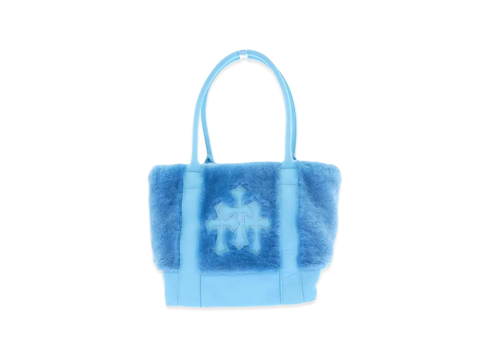 Chrome Hearts Cemetery Cross Patch Fur Tote Bag "Blue"