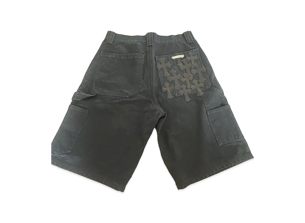 Chrome Hearts Cemetery Cross Patch Double Knee Shorts "Black"