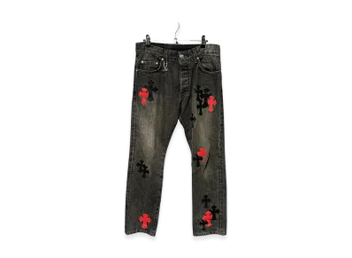 Chrome Hearts Cross Patch Denim "Black/Red"